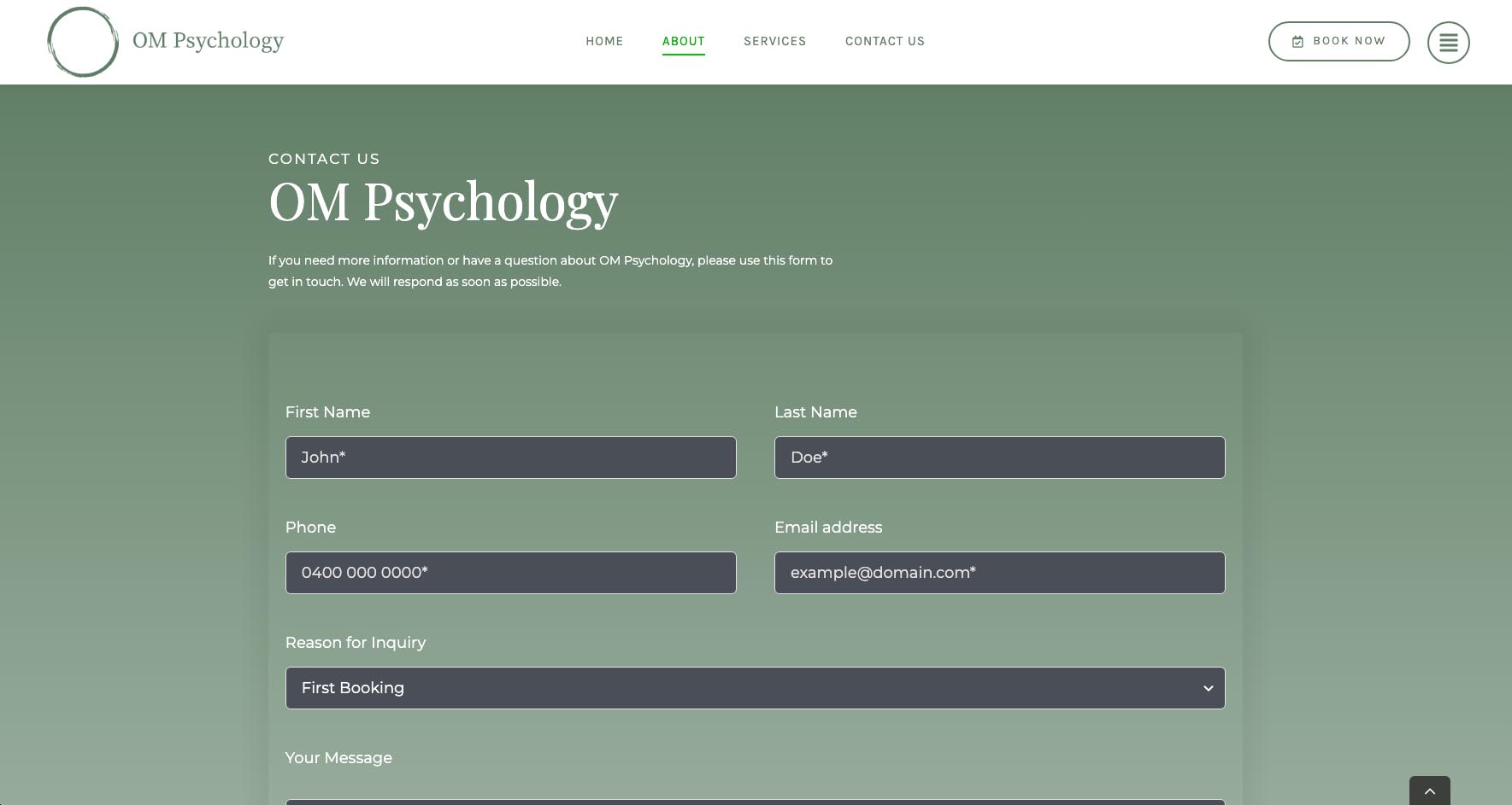OM Psychology contact